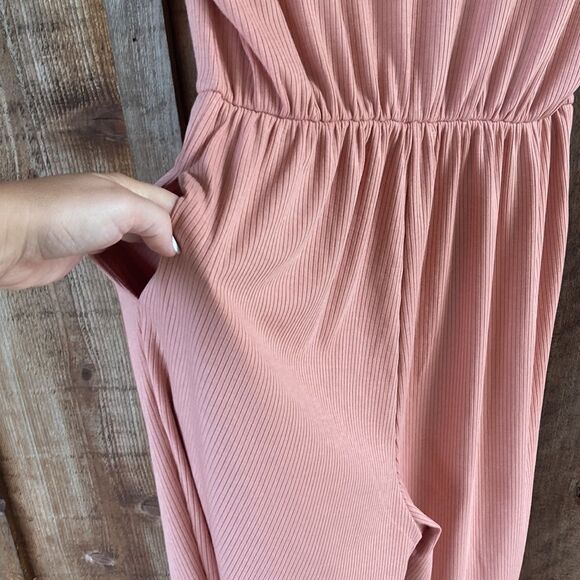 Vanilla Bay Peach Bentley Best Laid Plans Zip-Front Hooded Ribbed Jumpsuit - Picture 6 of 9